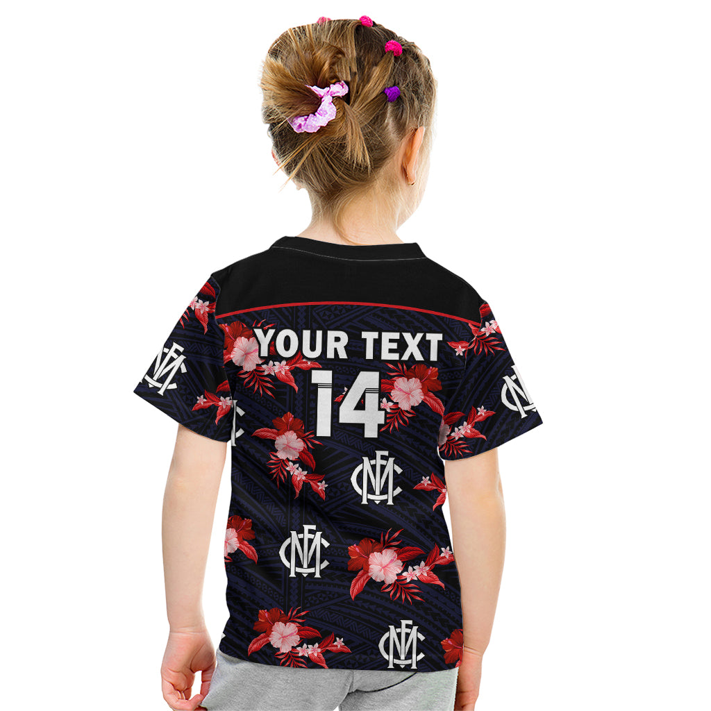 (Custom Text And Number) Demons Football Kid T Shirt Polynesian Tribal Mix Tropical Hawaiian Style - Vibe Hoodie Shop