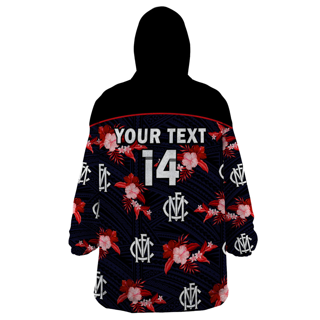 (Custom Text And Number) Demons Football Wearable Blanket Hoodie Polynesian Tribal Mix Tropical Hawaiian Style - Vibe Hoodie Shop