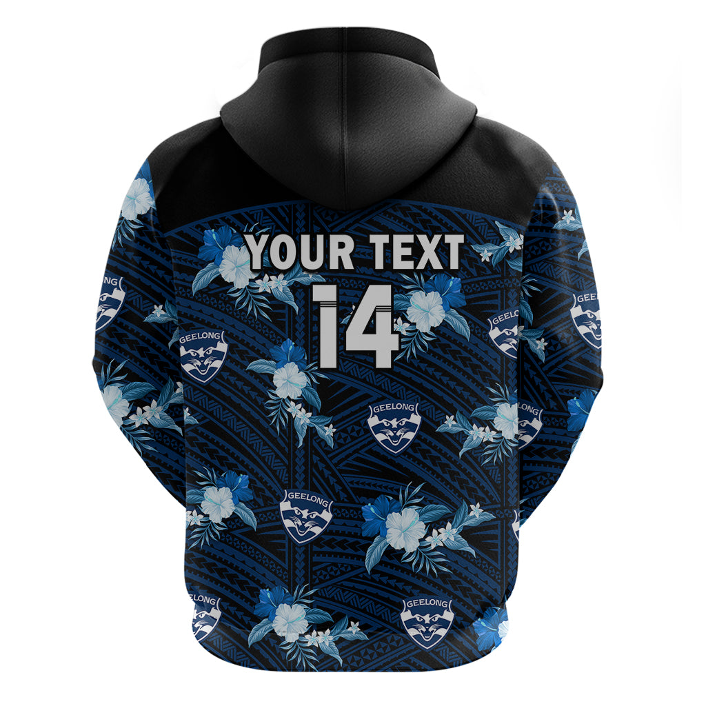 (Custom Text And Number) Geelong Cats Football Hoodie Polynesian Tribal Mix Tropical Hawaiian Style - Vibe Hoodie Shop