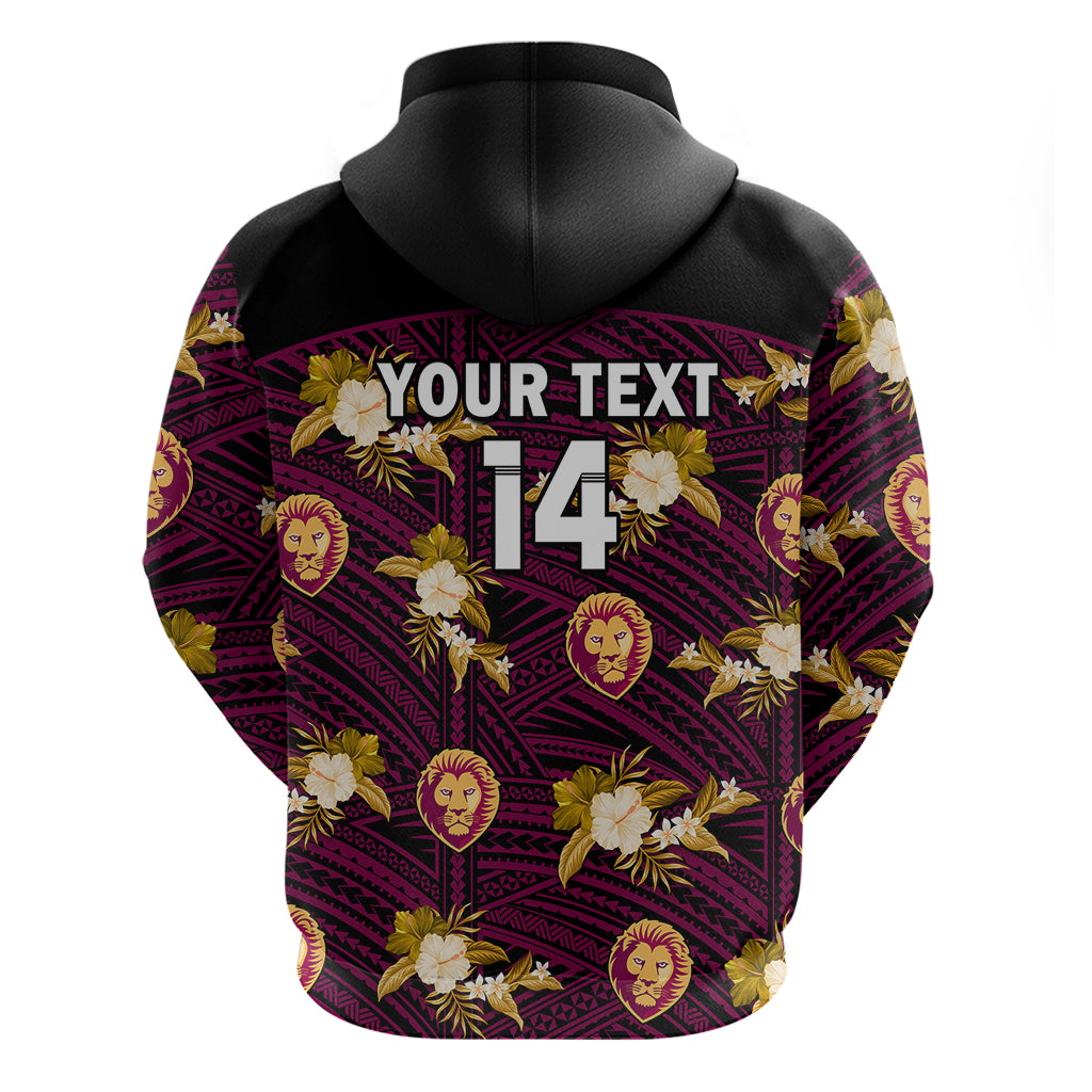 (Custom Text And Number) Brisbane Lions Football Hoodie Polynesian Tribal Mix Tropical Hawaiian Style - Vibe Hoodie Shop