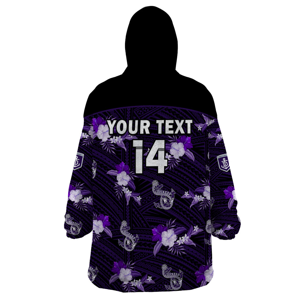 (Custom Text And Number) Dockers Football Wearable Blanket Hoodie Polynesian Tribal Mix Tropical Hawaiian Style - Vibe Hoodie Shop