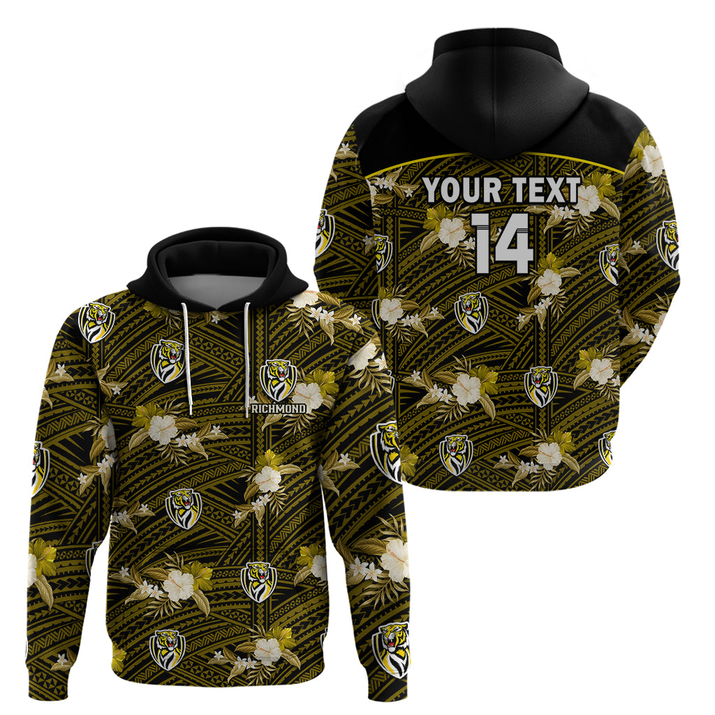 (Custom Text And Number) Richmond Football Hoodie Polynesian Tribal Mix Tropical Hawaiian Style - Vibe Hoodie Shop