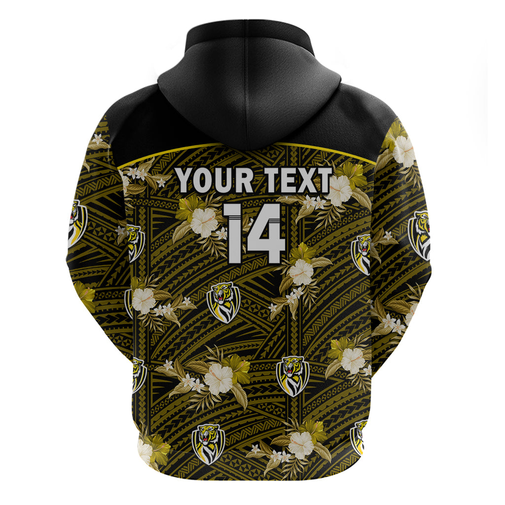 (Custom Text And Number) Richmond Football Hoodie Polynesian Tribal Mix Tropical Hawaiian Style - Vibe Hoodie Shop