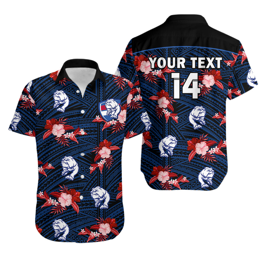(Custom Text And Number) Western Bulldogs Football Hawaiian Shirt Polynesian Tribal Mix Tropical Hawaiian Style - Vibe Hoodie Shop