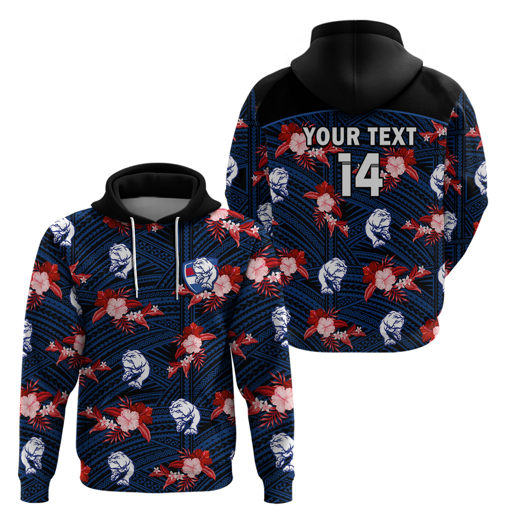 (Custom Text And Number) Western Bulldogs Football Hoodie Polynesian Tribal Mix Tropical Hawaiian Style - Vibe Hoodie Shop