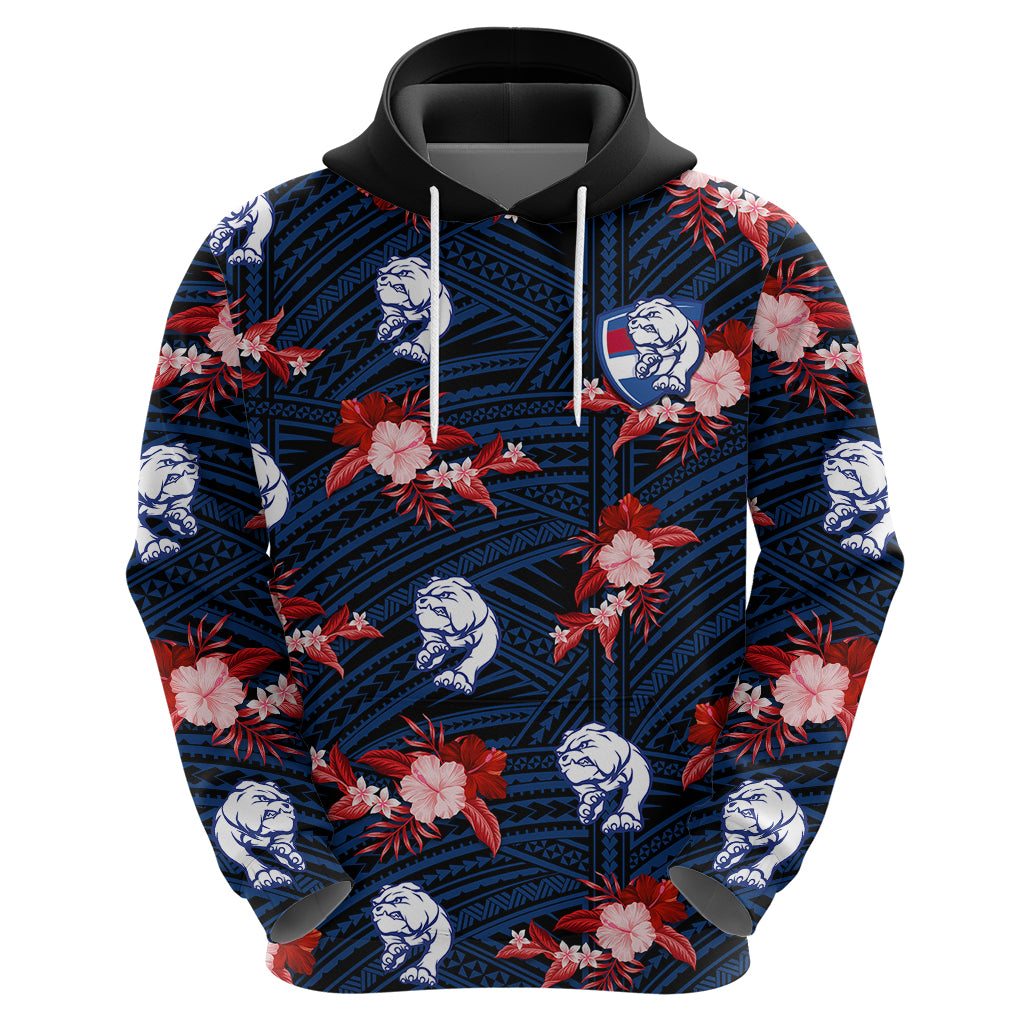 (Custom Text And Number) Western Bulldogs Football Hoodie Polynesian Tribal Mix Tropical Hawaiian Style - Vibe Hoodie Shop