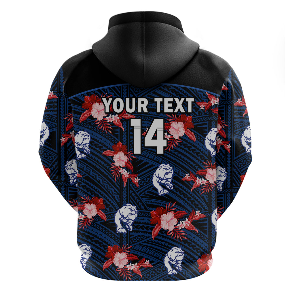 (Custom Text And Number) Western Bulldogs Football Hoodie Polynesian Tribal Mix Tropical Hawaiian Style - Vibe Hoodie Shop
