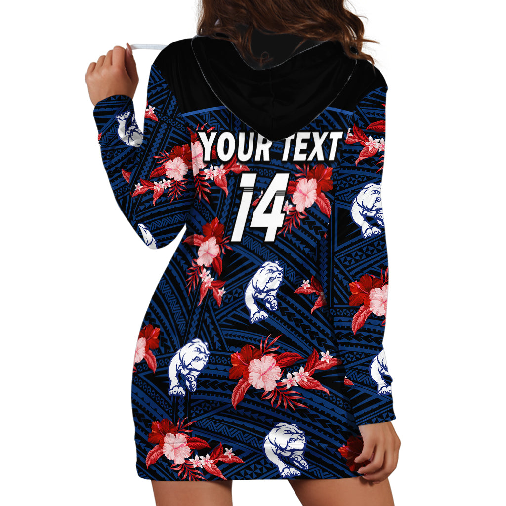 (Custom Text And Number) Western Bulldogs Football Hoodie Dress Polynesian Tribal Mix Tropical Hawaiian Style - Vibe Hoodie Shop