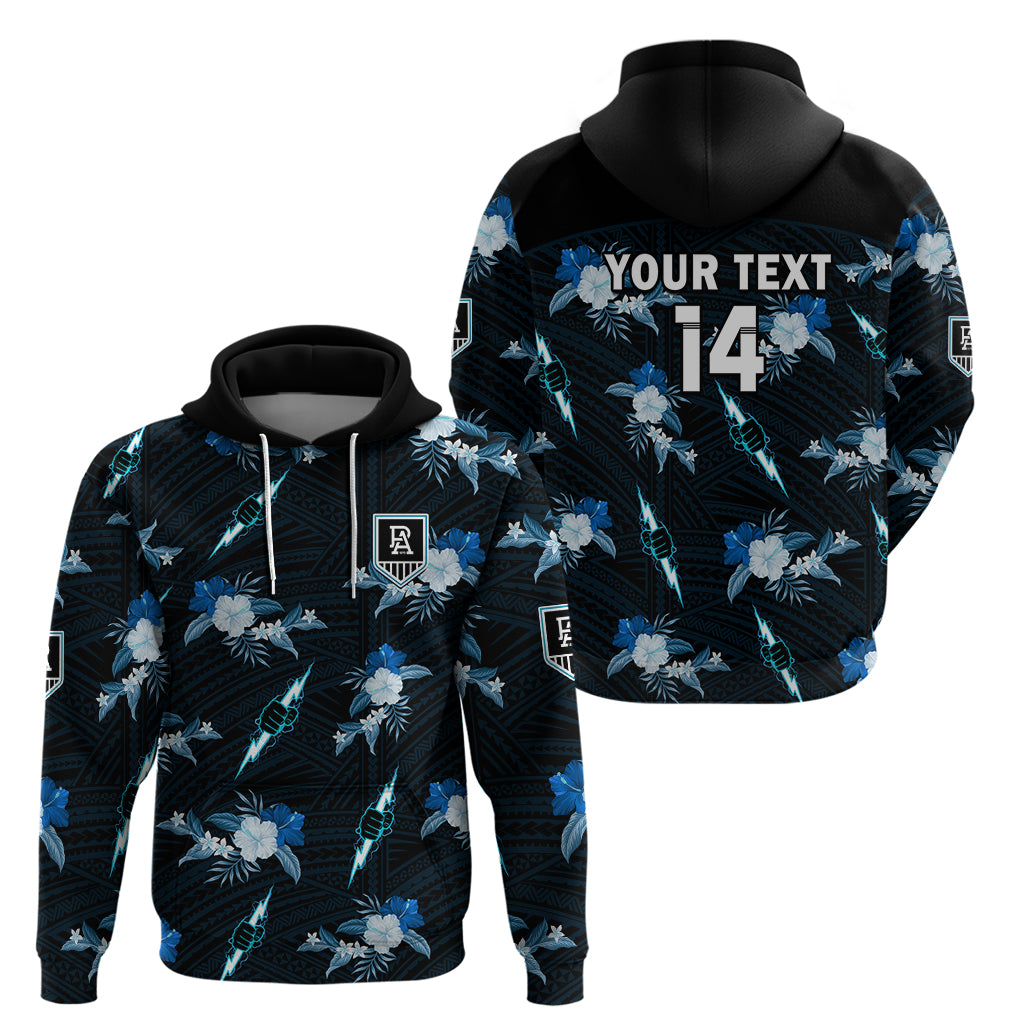 (Custom Text And Number) Port Adelaide Football Hoodie Power Polynesian Tribal Mix Tropical Hawaiian Style - Vibe Hoodie Shop