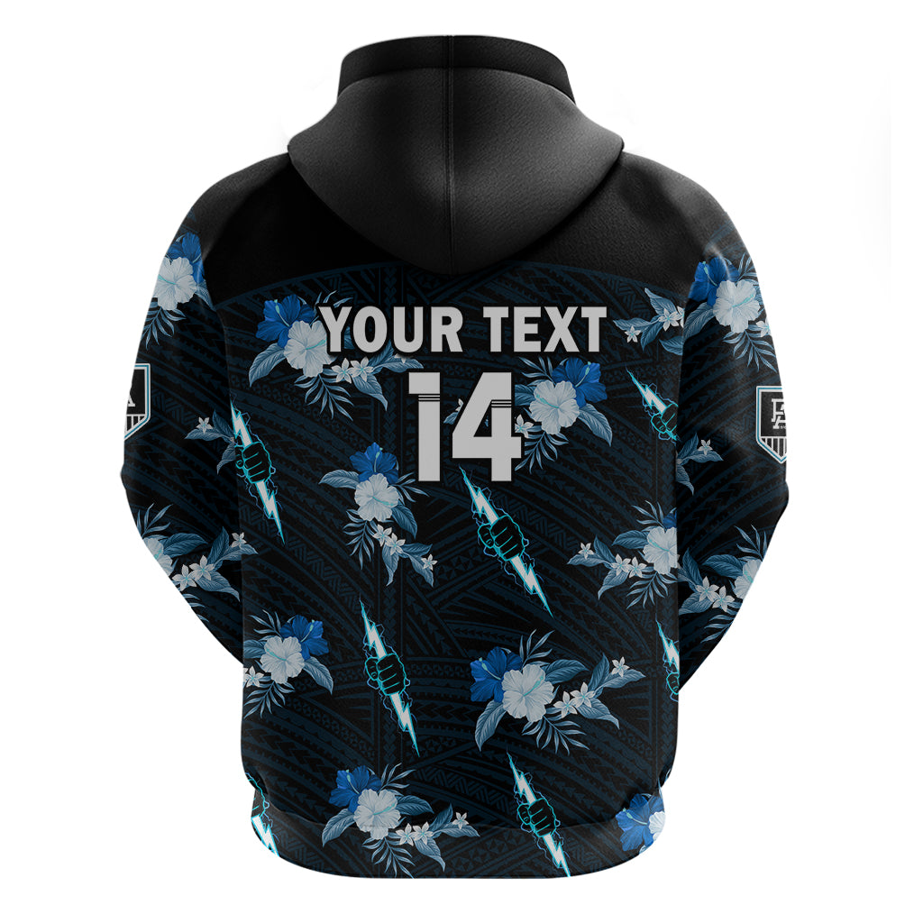 (Custom Text And Number) Port Adelaide Football Hoodie Power Polynesian Tribal Mix Tropical Hawaiian Style - Vibe Hoodie Shop