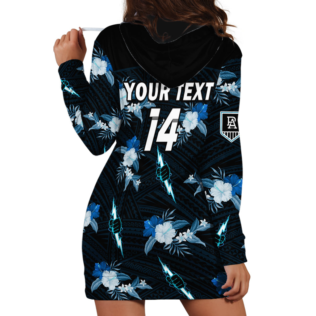 (Custom Text And Number) Port Adelaide Football Hoodie Dress Power Polynesian Tribal Mix Tropical Hawaiian Style - Vibe Hoodie Shop