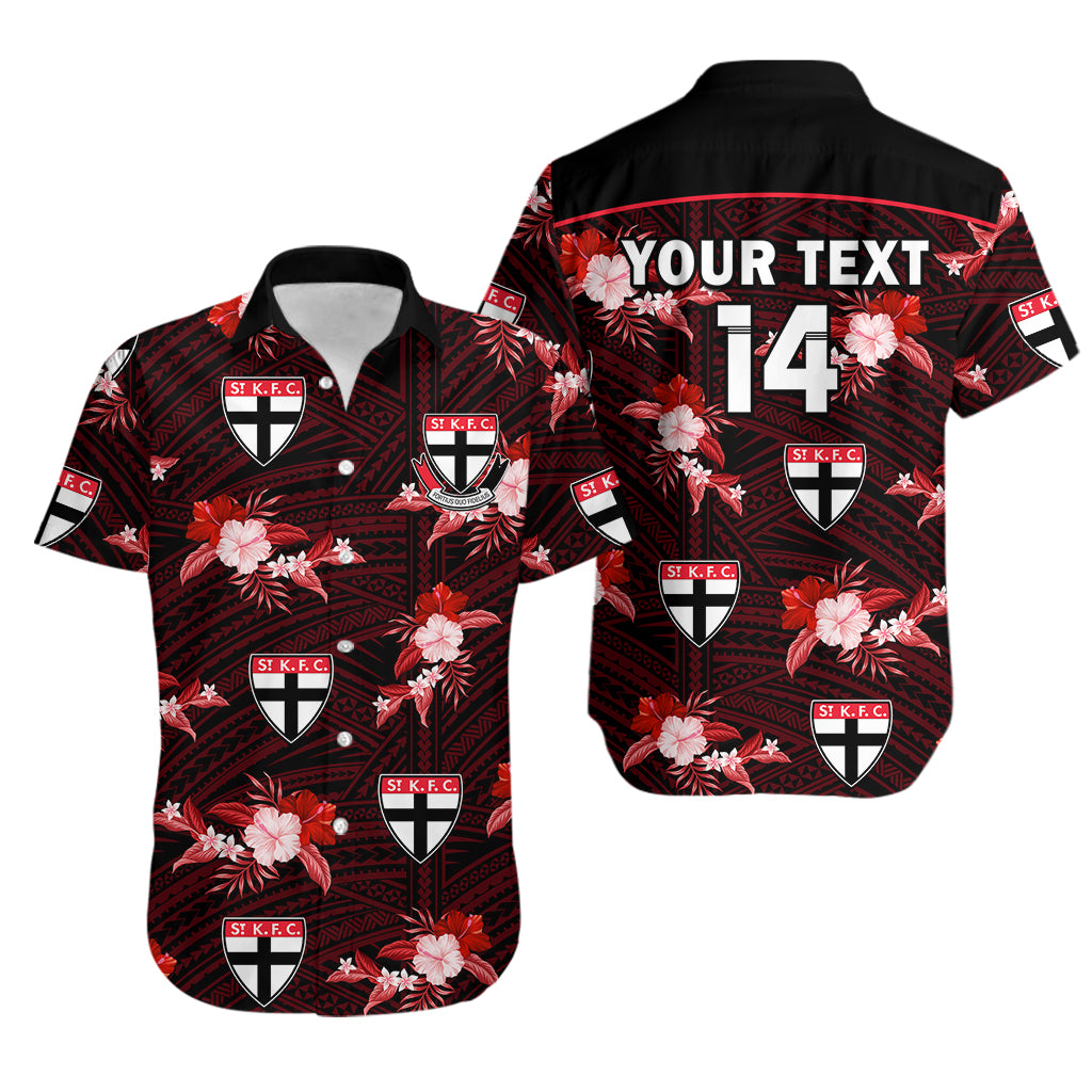(Custom Text And Number) St Kilda Football Hawaiian Shirt Saints Polynesian Tribal Mix Tropical Hawaiian Style - Vibe Hoodie Shop
