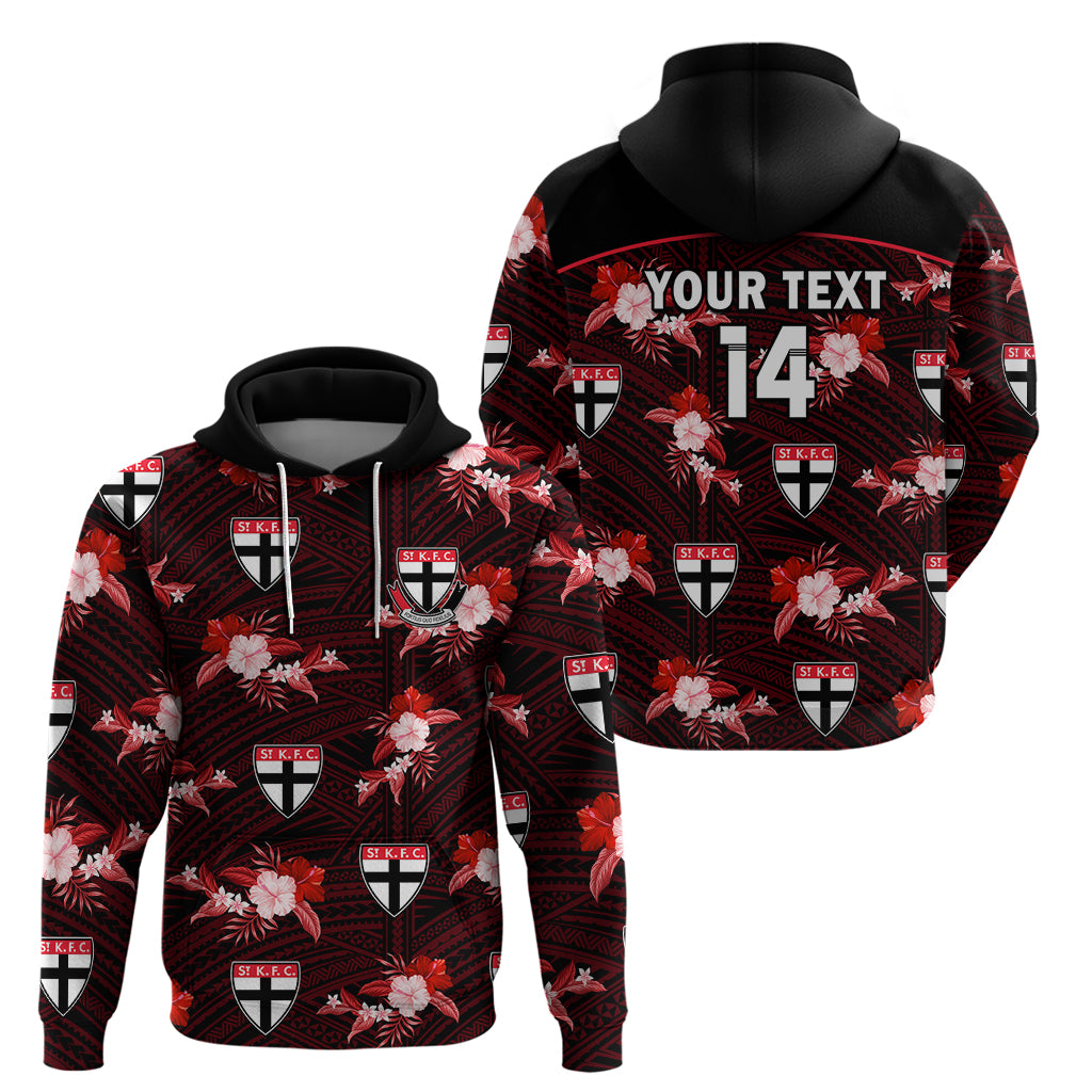 (Custom Text And Number) St Kilda Football Hoodie Saints Polynesian Tribal Mix Tropical Hawaiian Style - Vibe Hoodie Shop
