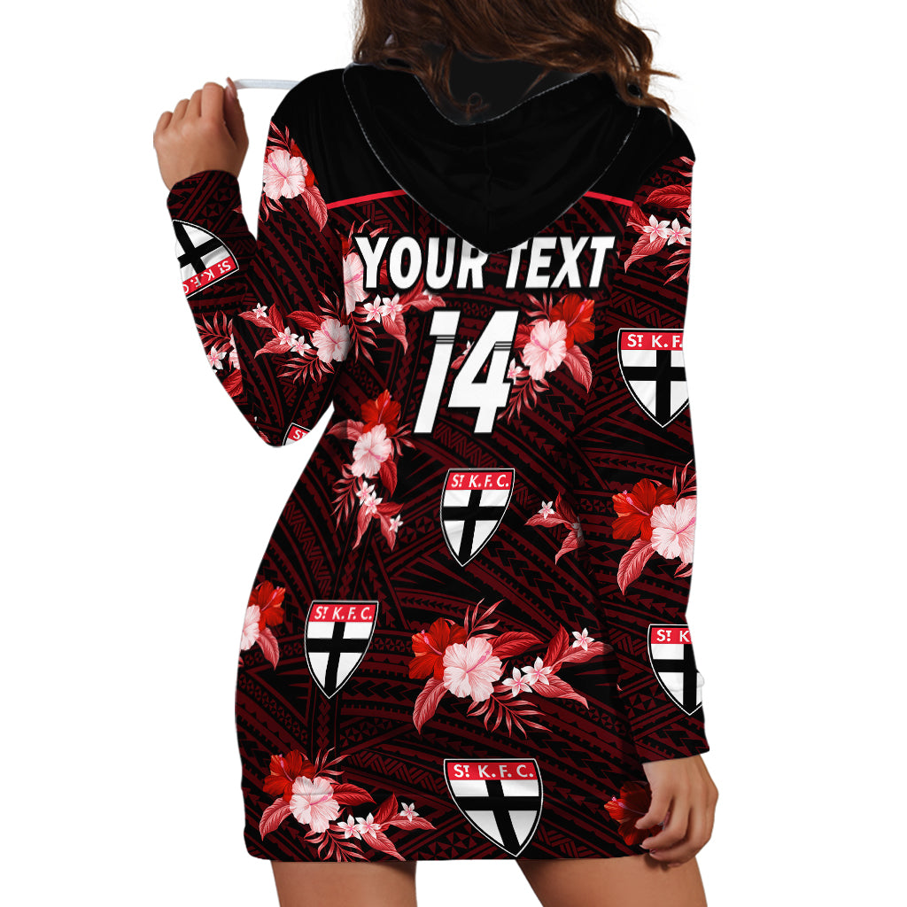 (Custom Text And Number) St Kilda Football Hoodie Dress Saints Polynesian Tribal Mix Tropical Hawaiian Style - Vibe Hoodie Shop