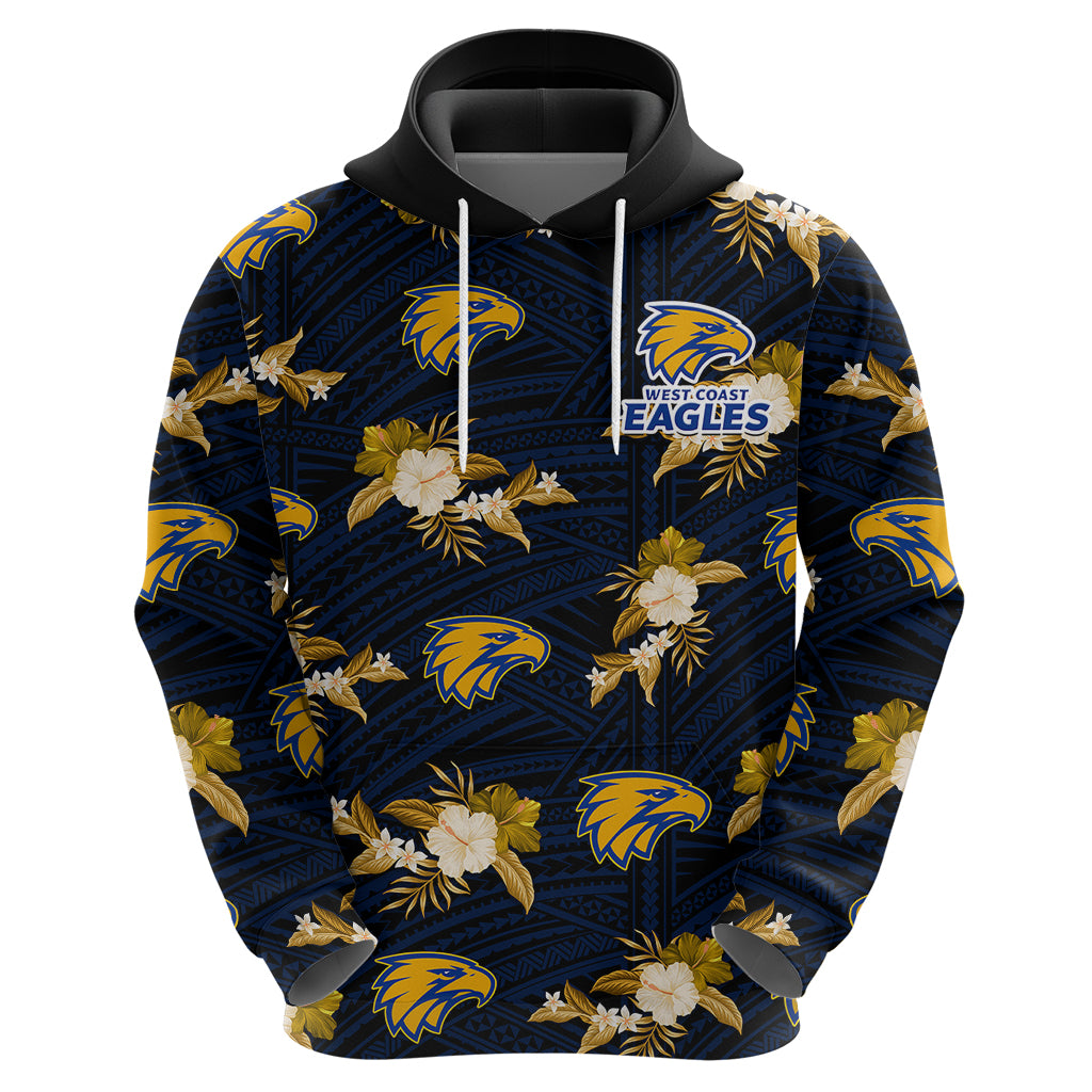 (Custom Text And Number) Eagles Football Hoodie West Coast Polynesian Tribal Mix Tropical Hawaiian Style - Vibe Hoodie Shop