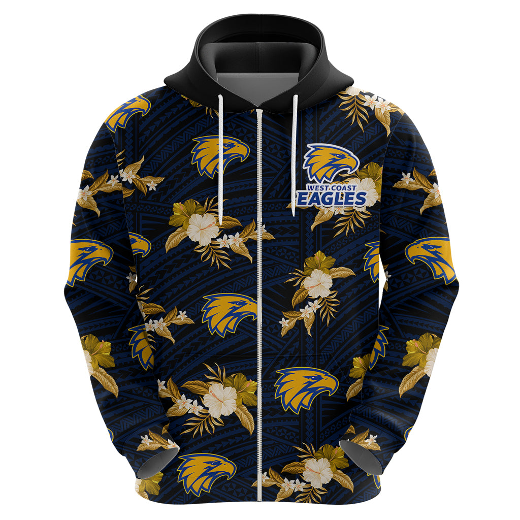 (Custom Text And Number) Eagles Football Hoodie West Coast Polynesian Tribal Mix Tropical Hawaiian Style - Vibe Hoodie Shop