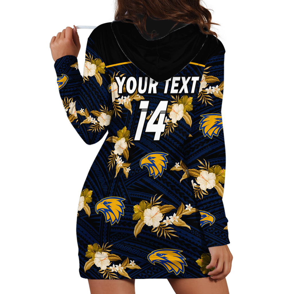 (Custom Text And Number) Eagles Football Hoodie Dress West Coast Polynesian Tribal Mix Tropical Hawaiian Style - Vibe Hoodie Shop