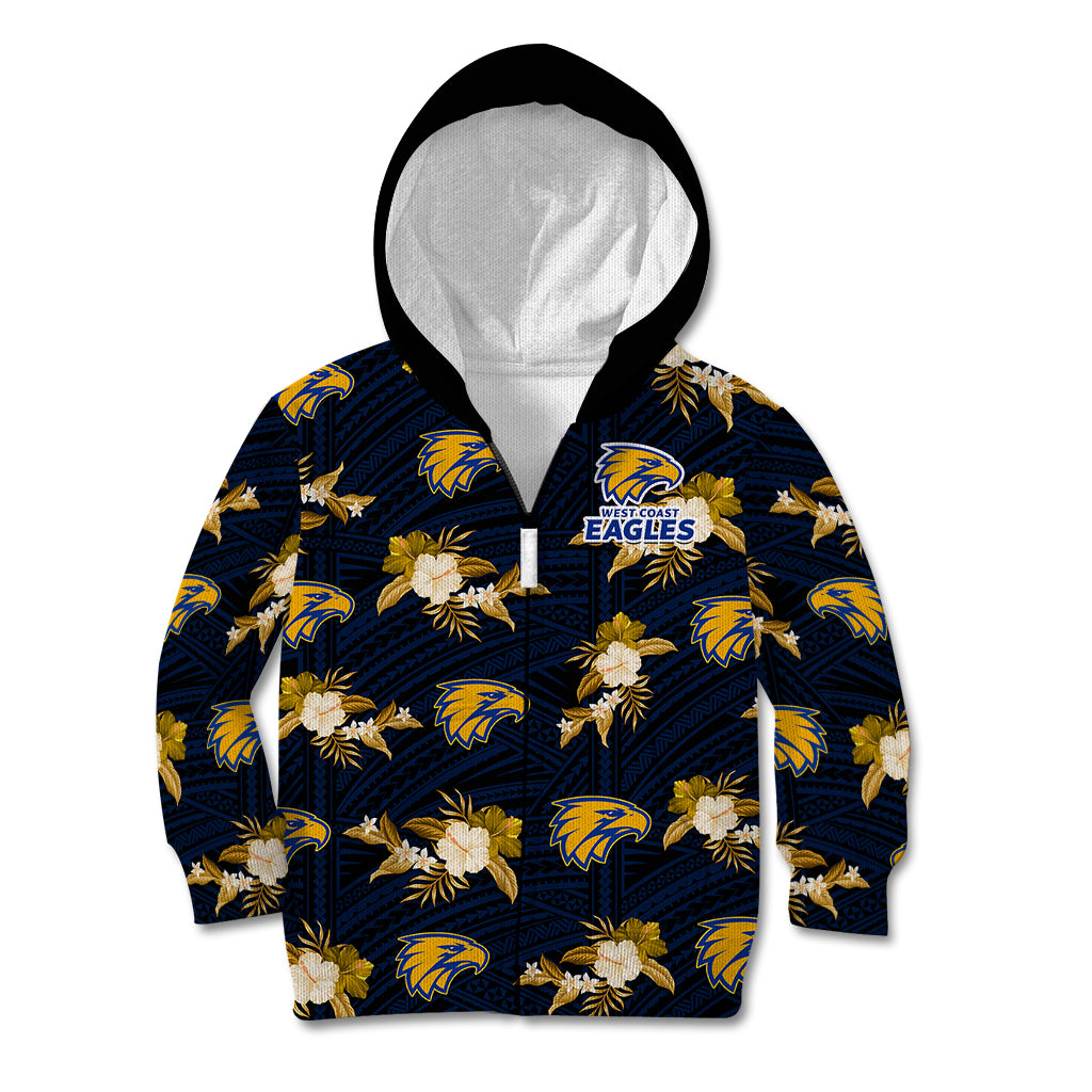 (Custom Text And Number) Eagles Football Kid Hoodie West Coast Polynesian Tribal Mix Tropical Hawaiian Style - Vibe Hoodie Shop