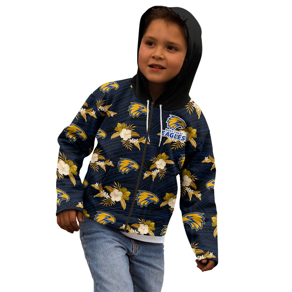 (Custom Text And Number) Eagles Football Kid Hoodie West Coast Polynesian Tribal Mix Tropical Hawaiian Style - Vibe Hoodie Shop