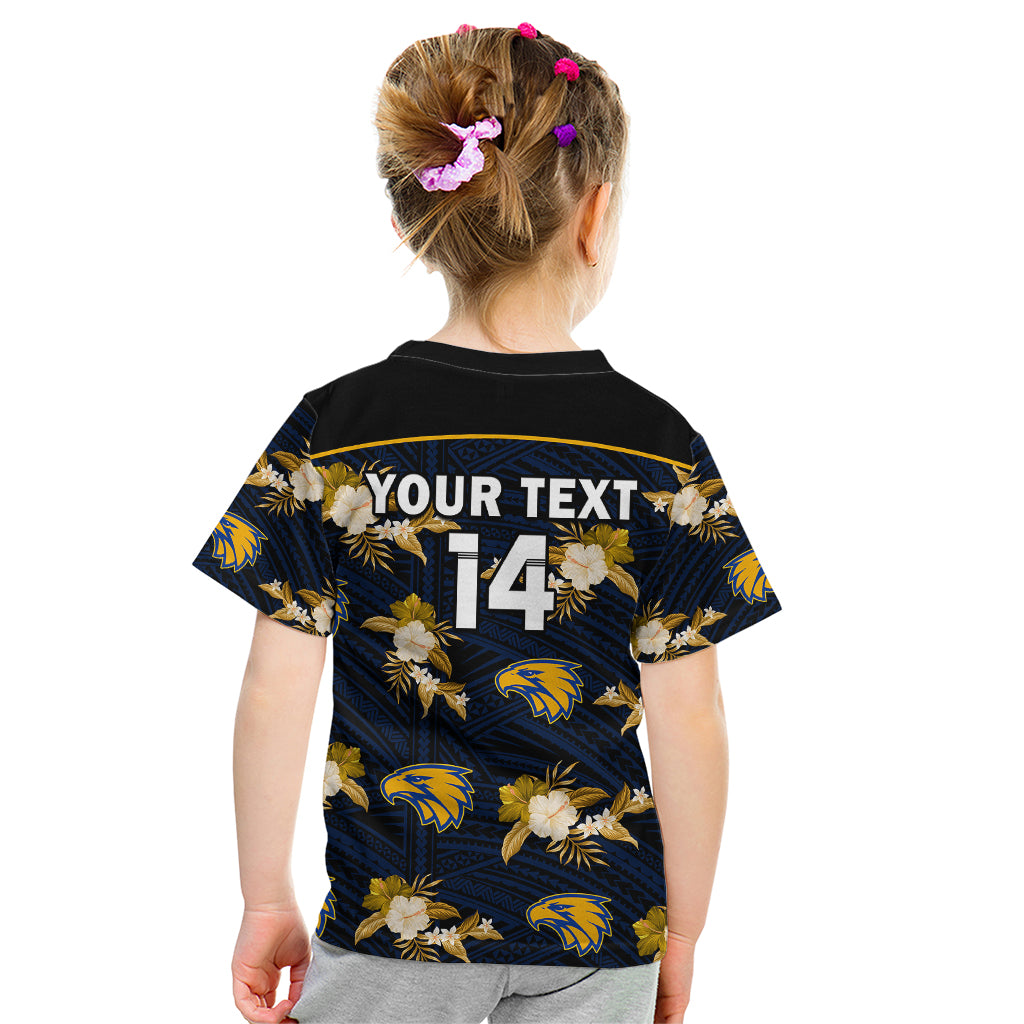 (Custom Text And Number) Eagles Football Kid T Shirt West Coast Polynesian Tribal Mix Tropical Hawaiian Style - Vibe Hoodie Shop