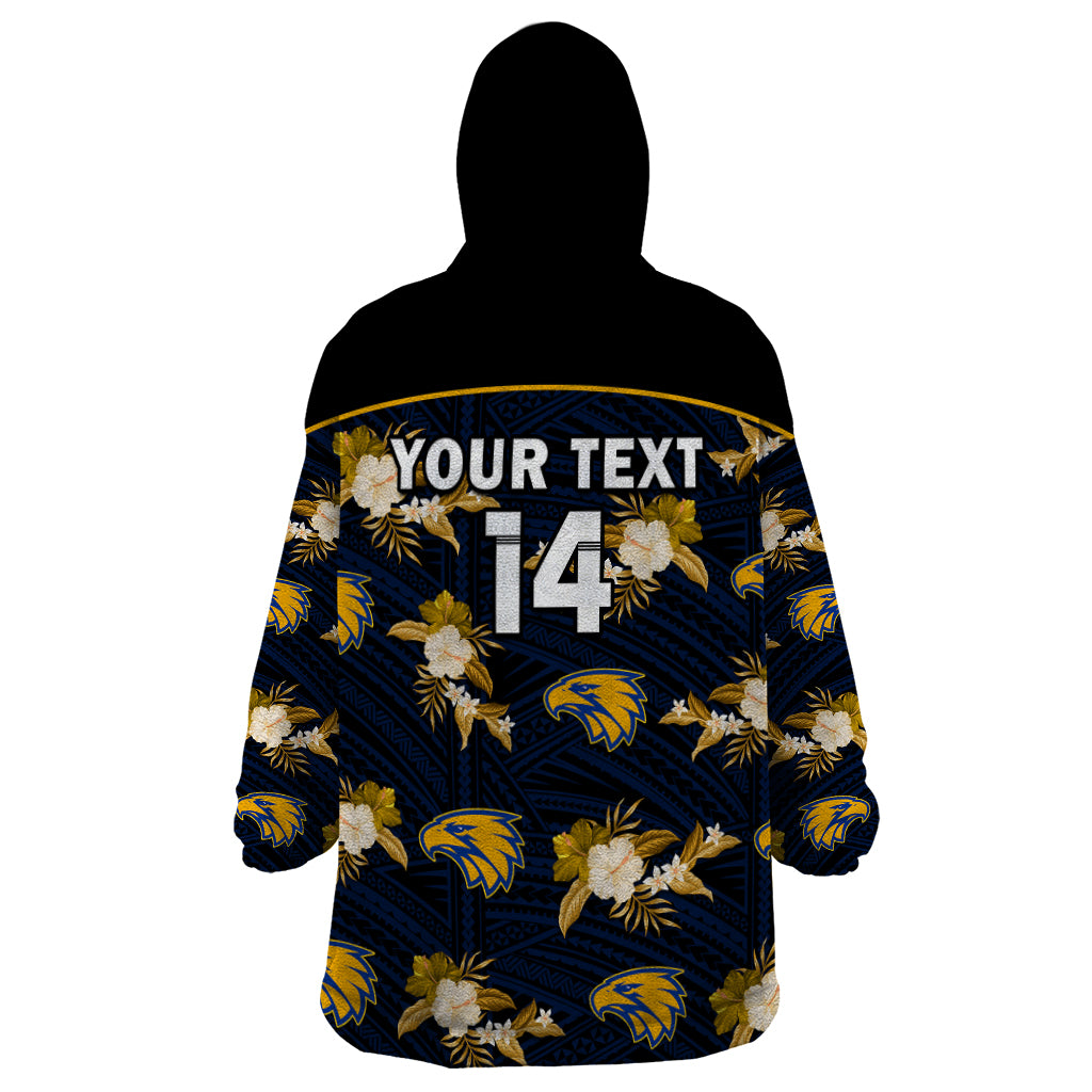 (Custom Text And Number) Eagles Football Wearable Blanket Hoodie West Coast Polynesian Tribal Mix Tropical Hawaiian Style - Vibe Hoodie Shop