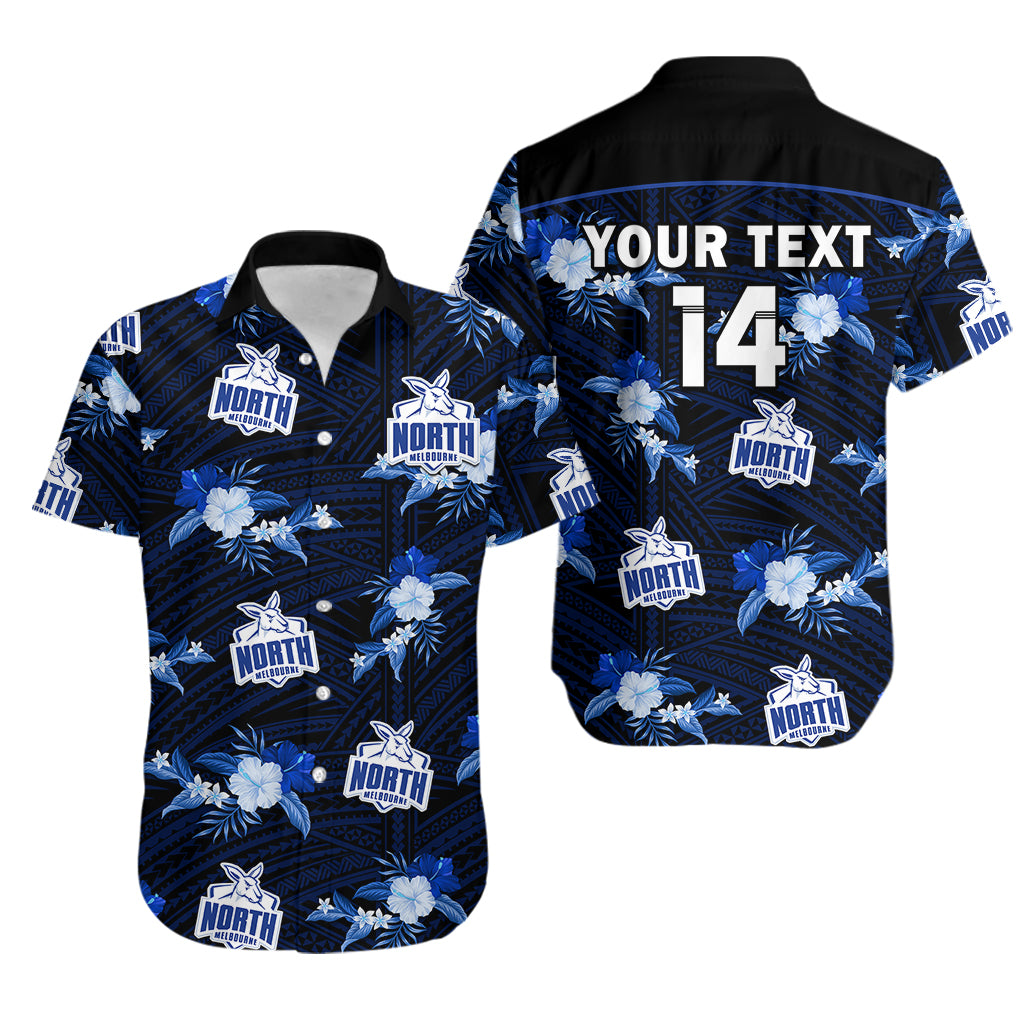 (Custom Text And Number) North Melbourne Football Hawaiian Shirt Kangaroos Polynesian Tribal Mix Tropical Hawaiian Style - Vibe Hoodie Shop