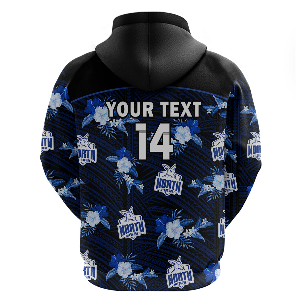 (Custom Text And Number) North Melbourne Football Hoodie Kangaroos Polynesian Tribal Mix Tropical Hawaiian Style - Vibe Hoodie Shop