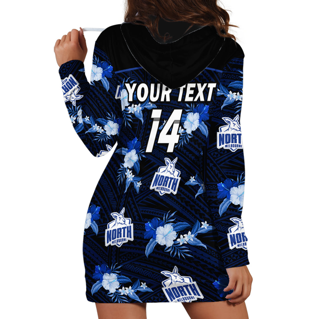 (Custom Text And Number) North Melbourne Football Hoodie Dress Kangaroos Polynesian Tribal Mix Tropical Hawaiian Style - Vibe Hoodie Shop