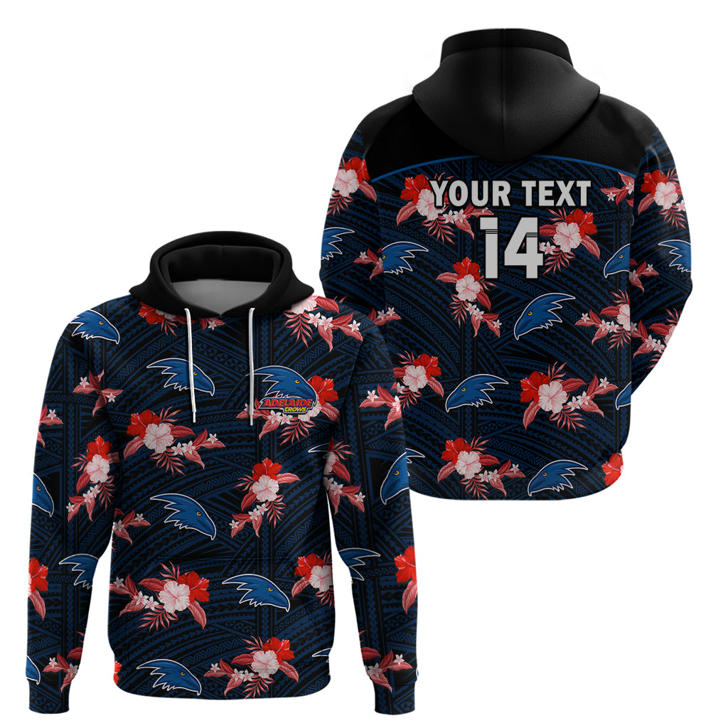 (Custom Text And Number) Adelaide Crows Football Hoodie Polynesian Tribal Mix Tropical Hawaiian Style - Vibe Hoodie Shop