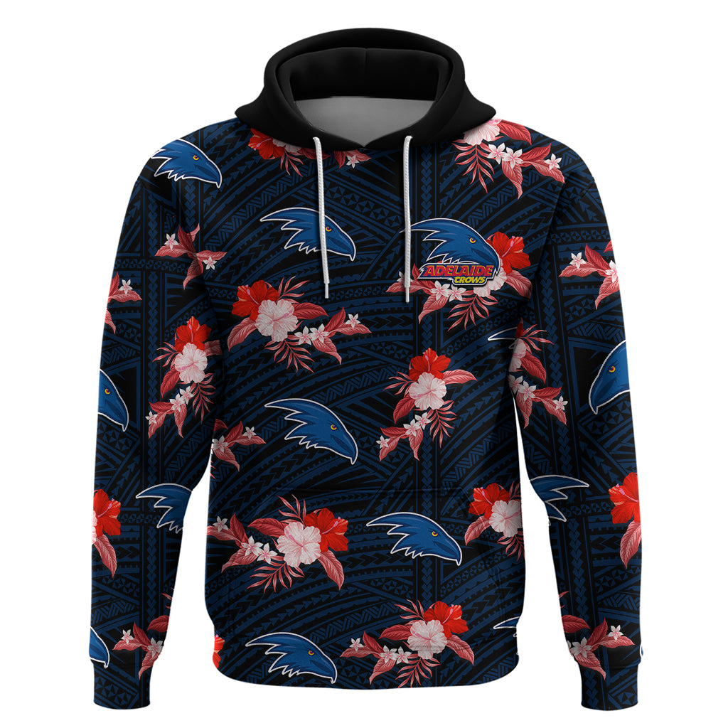 (Custom Text And Number) Adelaide Crows Football Hoodie Polynesian Tribal Mix Tropical Hawaiian Style - Vibe Hoodie Shop