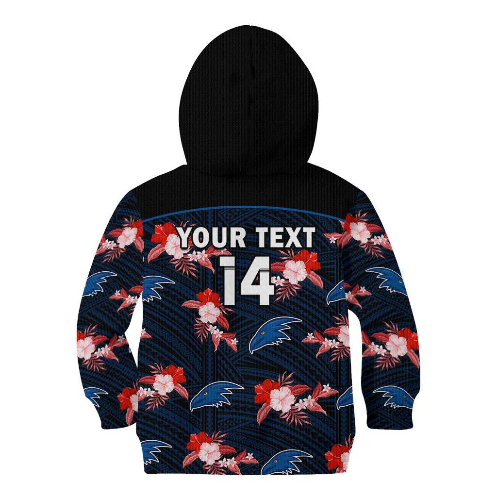 (Custom Text And Number) Adelaide Crows Football Kid Hoodie Polynesian Tribal Mix Tropical Hawaiian Style - Vibe Hoodie Shop