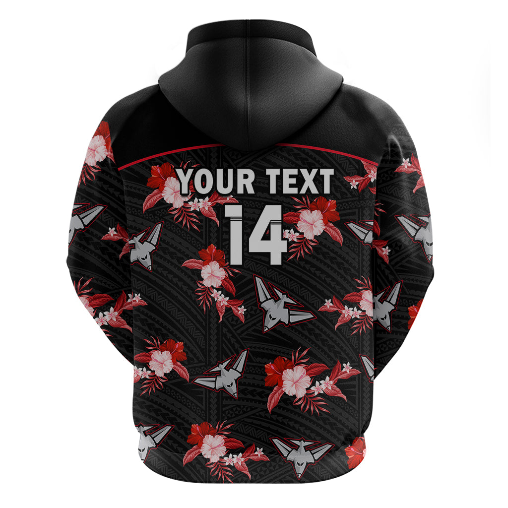 (Custom Text And Number) Essendon Football Hoodie Bombers Polynesian Tribal Mix Tropical Hawaiian Style - Vibe Hoodie Shop