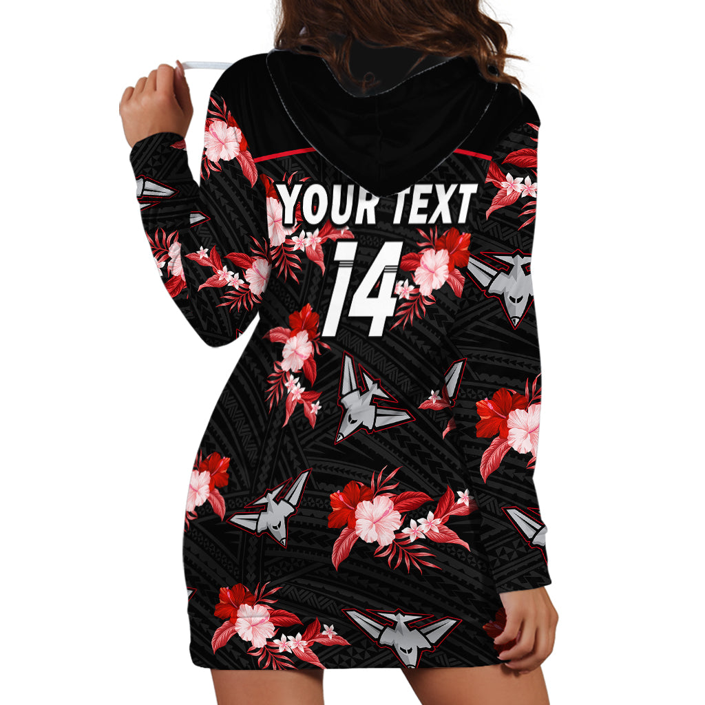 (Custom Text And Number) Essendon Football Hoodie Dress Bombers Polynesian Tribal Mix Tropical Hawaiian Style - Vibe Hoodie Shop