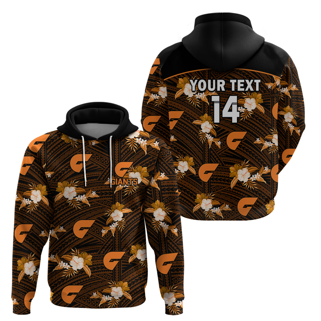 (Custom Text And Number) Giants Football Hoodie GWS Polynesian Tribal Mix Tropical Hawaiian Style - Vibe Hoodie Shop