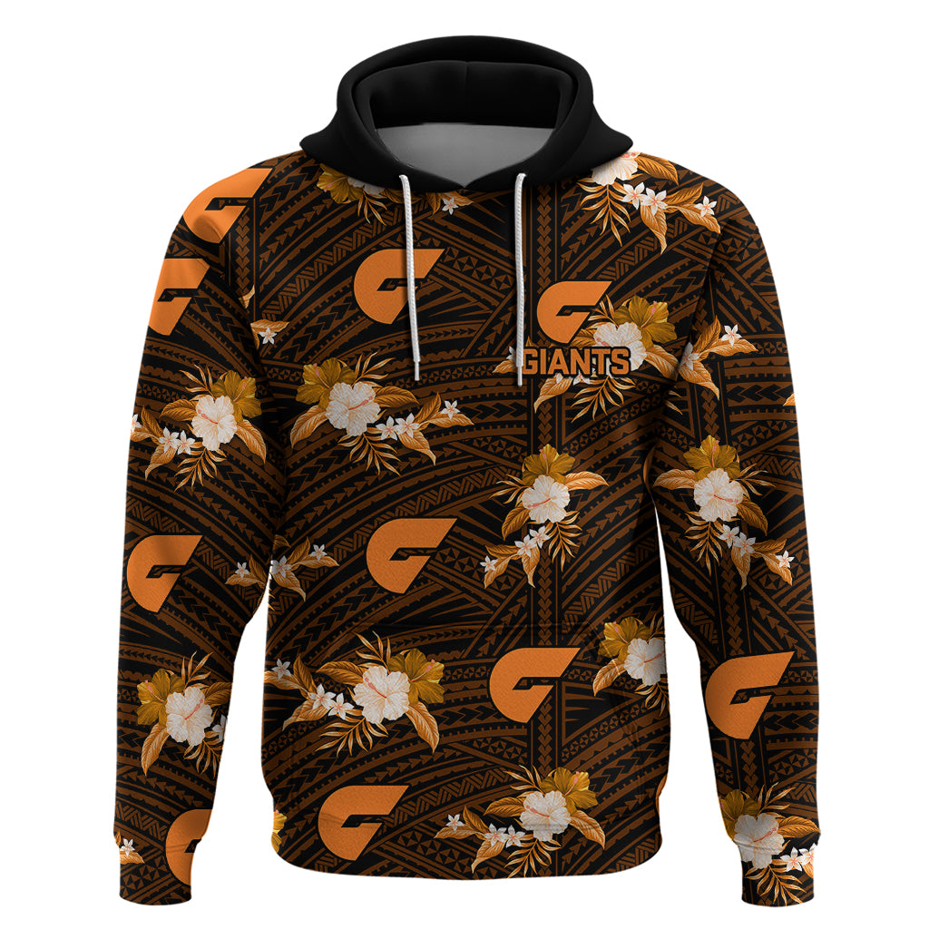 (Custom Text And Number) Giants Football Hoodie GWS Polynesian Tribal Mix Tropical Hawaiian Style - Vibe Hoodie Shop