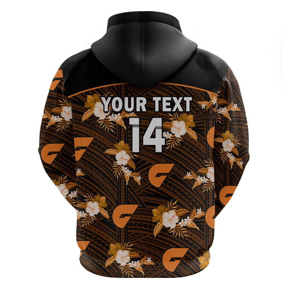 (Custom Text And Number) Giants Football Hoodie GWS Polynesian Tribal Mix Tropical Hawaiian Style - Vibe Hoodie Shop