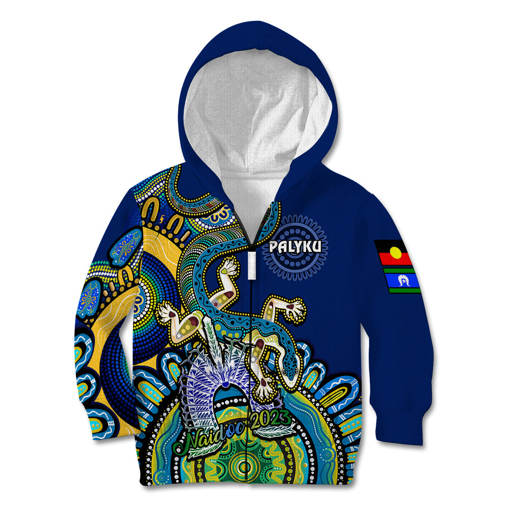 (Custom Text And Number) Australia NAIDOC 2023 Kid Hoodie Palyku Indigenous Lizard For Our Elders - Vibe Hoodie Shop