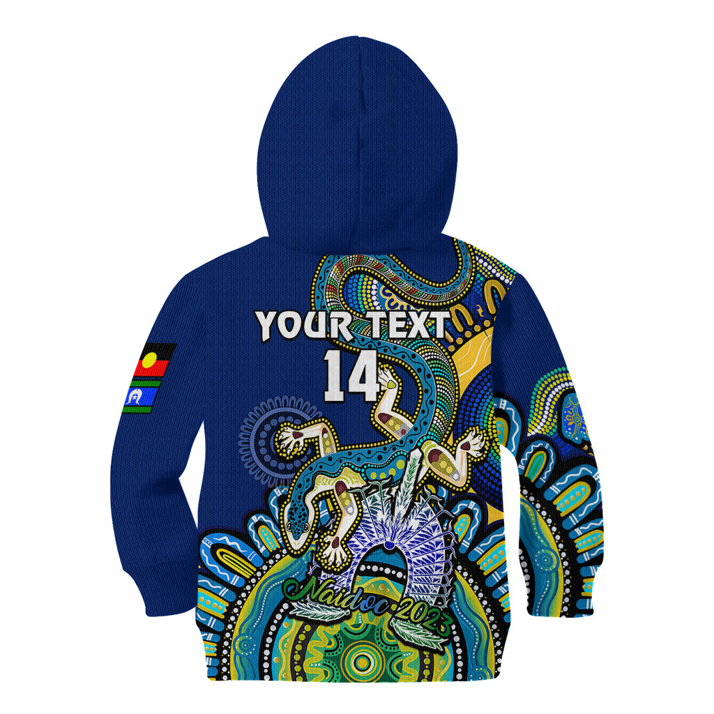 (Custom Text And Number) Australia NAIDOC 2023 Kid Hoodie Palyku Indigenous Lizard For Our Elders - Vibe Hoodie Shop