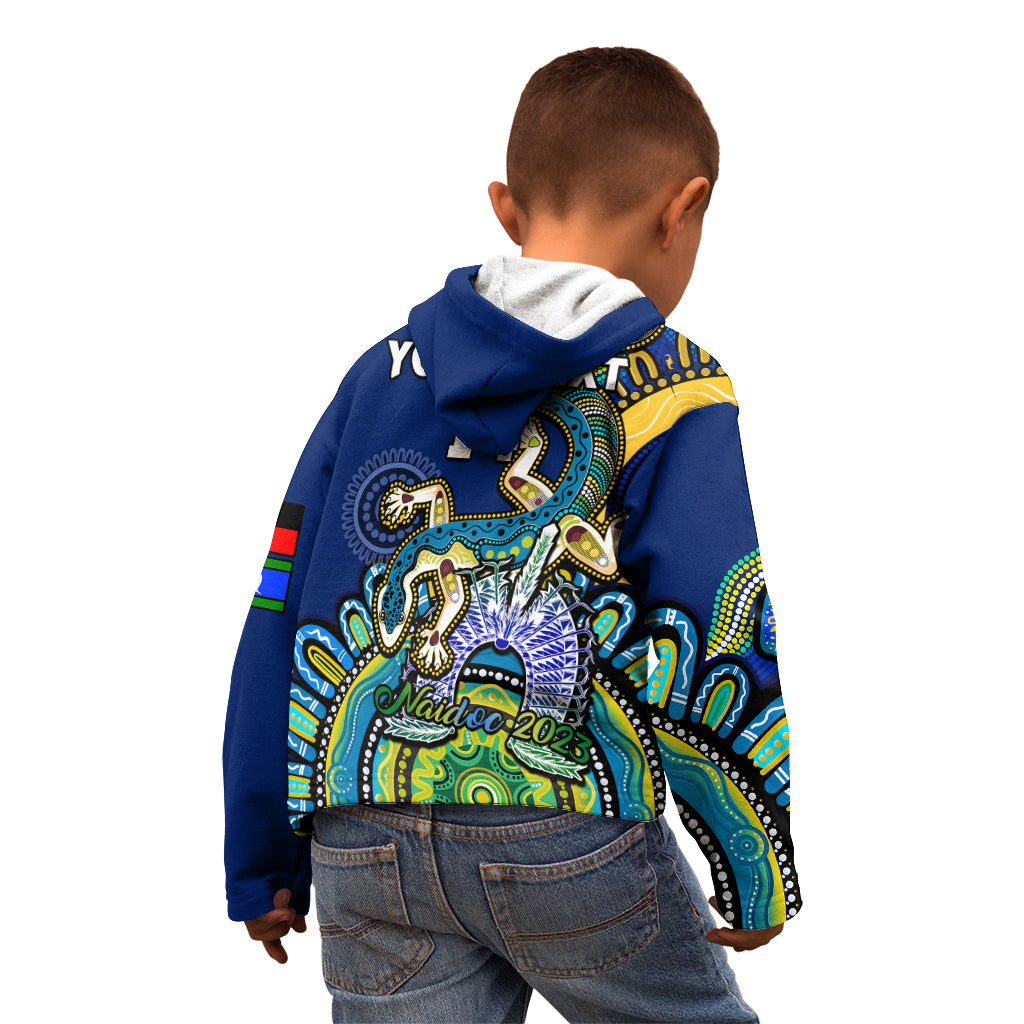 (Custom Text And Number) Australia NAIDOC 2023 Kid Hoodie Palyku Indigenous Lizard For Our Elders - Vibe Hoodie Shop