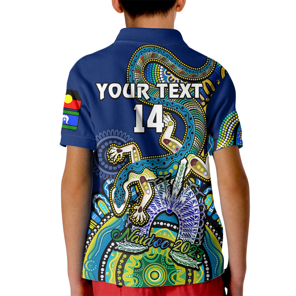 (Custom Text And Number) Australia NAIDOC 2023 Kid Polo Shirt Palyku Indigenous Lizard For Our Elders - Vibe Hoodie Shop