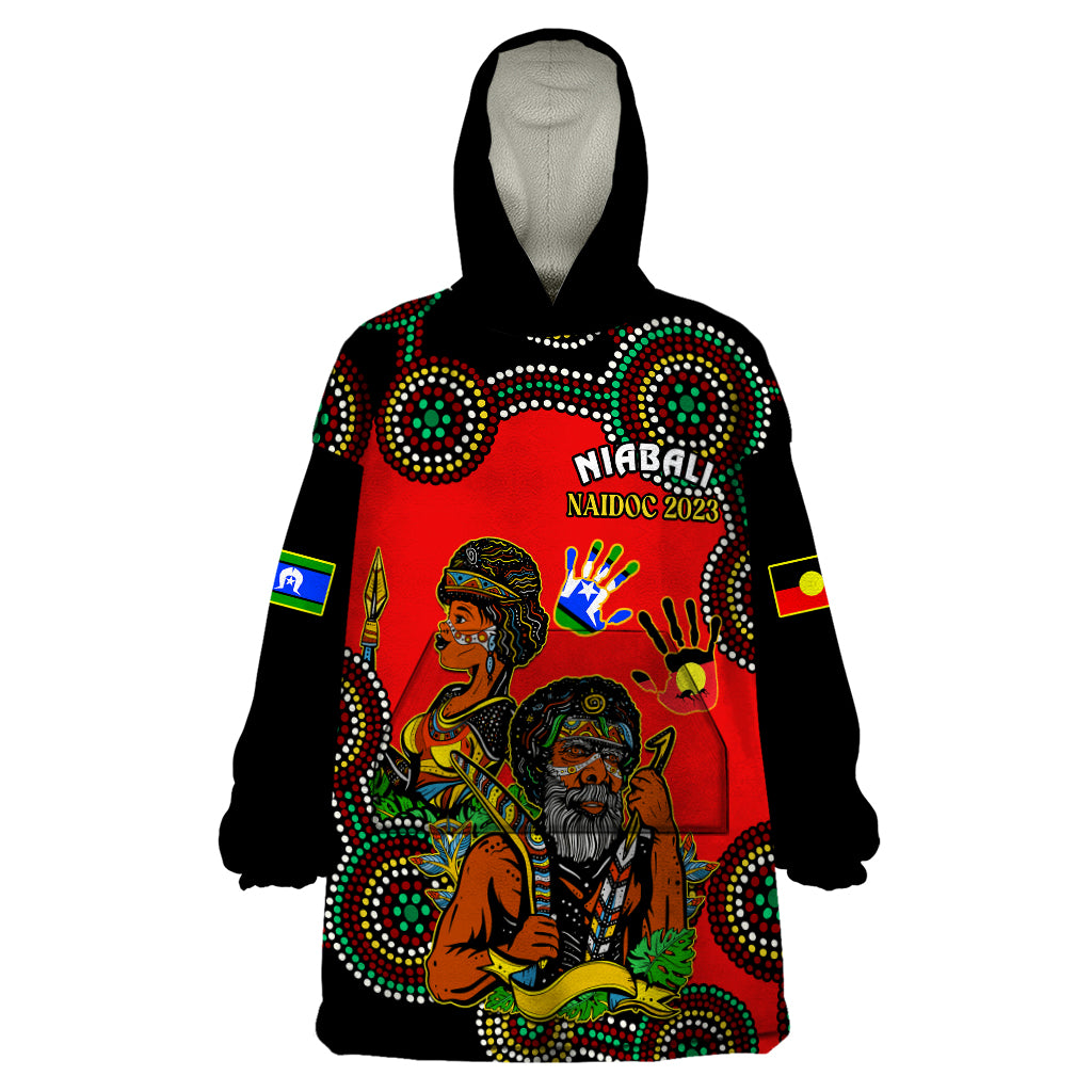Australia NAIDOC 2023 Wearable Blanket Hoodie Niabali Indigenous For Our Elders - Vibe Hoodie Shop
