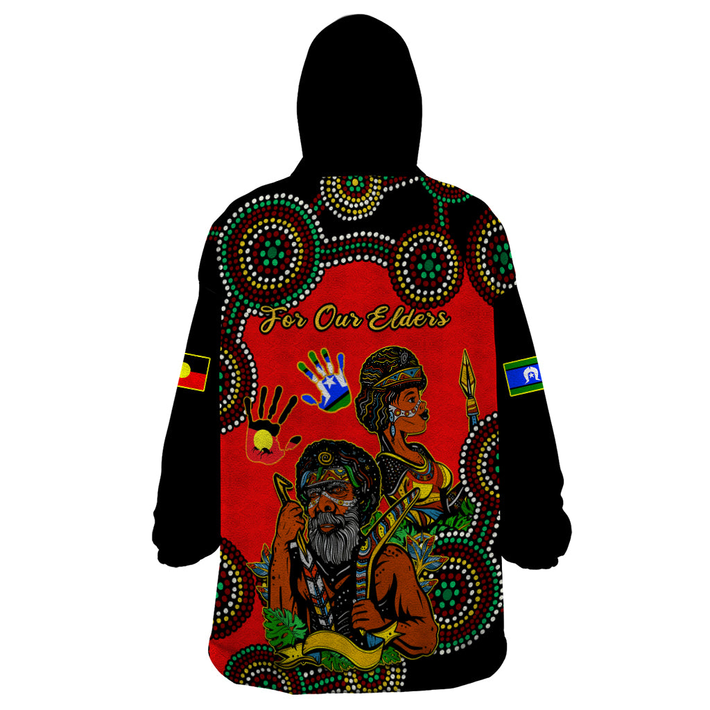 Australia NAIDOC 2023 Wearable Blanket Hoodie Niabali Indigenous For Our Elders - Vibe Hoodie Shop