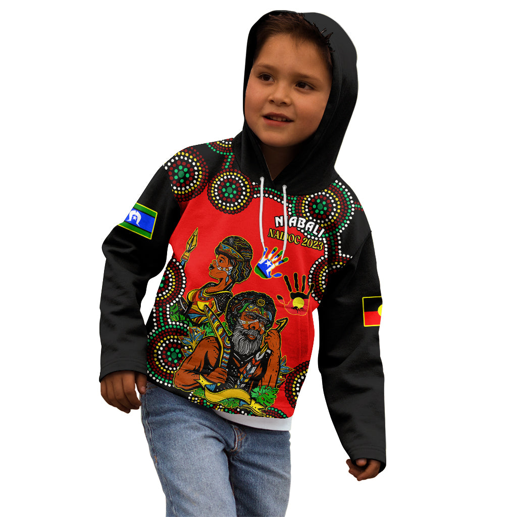 (Custom Text And Number) Australia NAIDOC 2023 Kid Hoodie Niabali Indigenous For Our Elders - Vibe Hoodie Shop