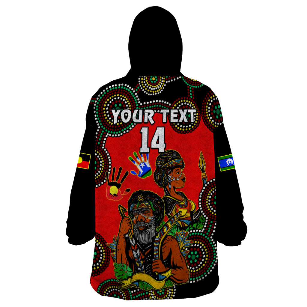 (Custom Text And Number) Australia NAIDOC 2023 Wearable Blanket Hoodie Niabali Indigenous For Our Elders - Vibe Hoodie Shop