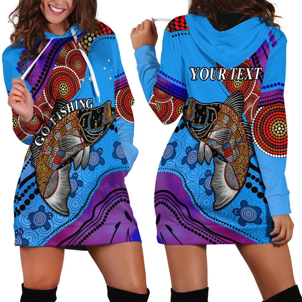 (Custom Personalised) Australia Hoodie Dress Go Fishing Aboriginal Art - Vibe Hoodie Shop