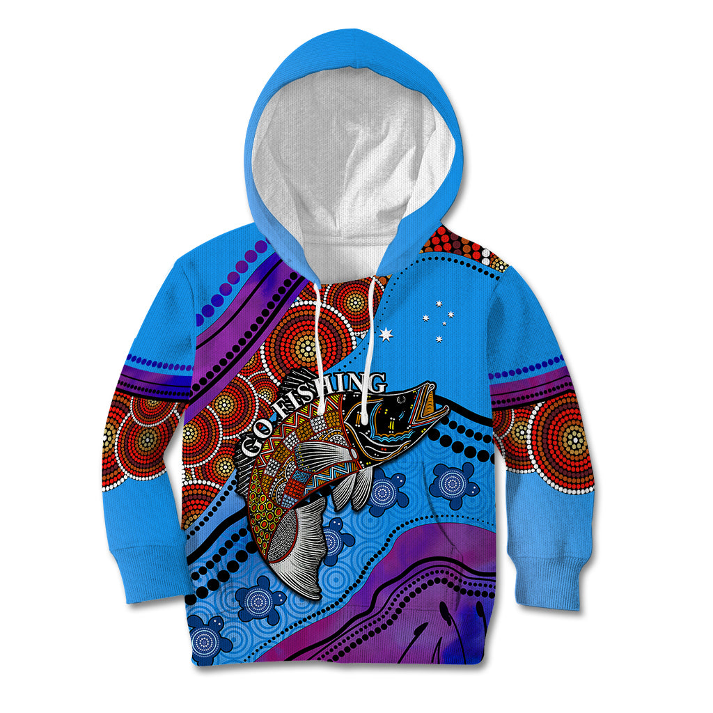 (Custom Personalised) Australia Kid Hoodie Go Fishing Aboriginal Art - Vibe Hoodie Shop