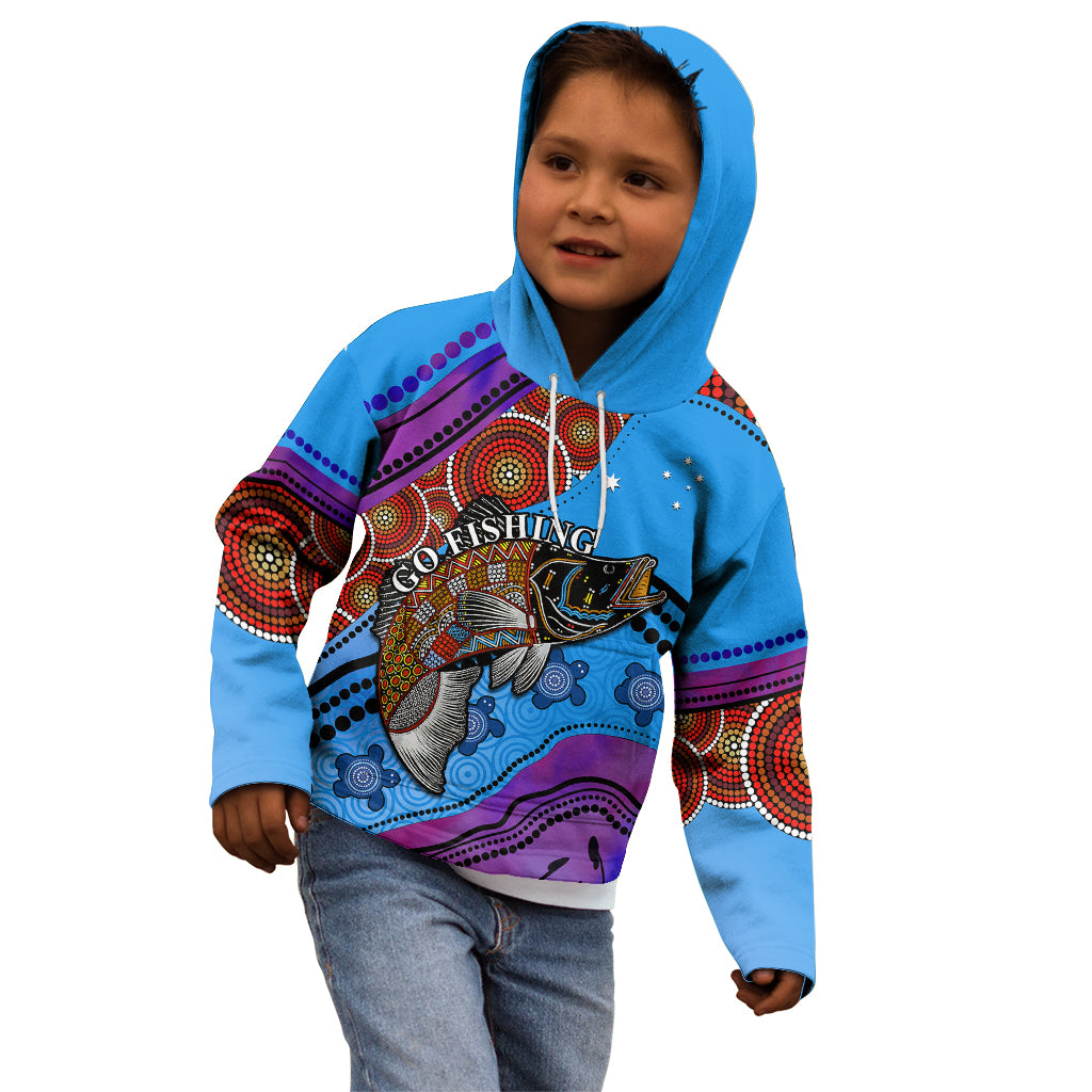 (Custom Personalised) Australia Kid Hoodie Go Fishing Aboriginal Art - Vibe Hoodie Shop