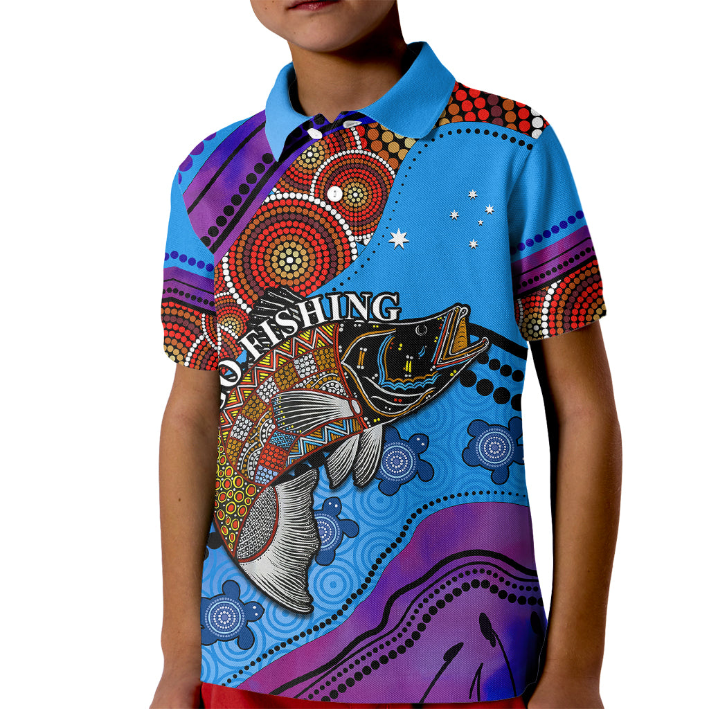 (Custom Personalised) Australia Kid Polo Shirt Go Fishing Aboriginal Art - Vibe Hoodie Shop