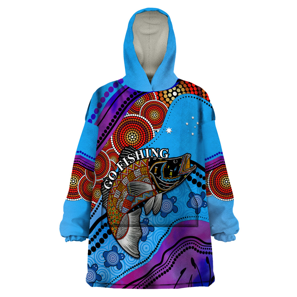 (Custom Personalised) Australia Wearable Blanket Hoodie Go Fishing Aboriginal Art - Vibe Hoodie Shop