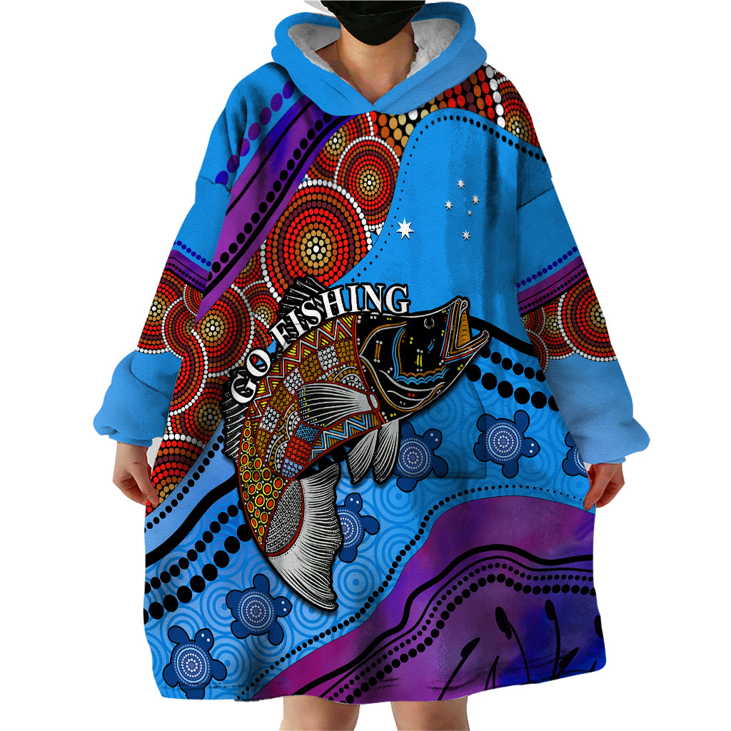 (Custom Personalised) Australia Wearable Blanket Hoodie Go Fishing Aboriginal Art - Vibe Hoodie Shop
